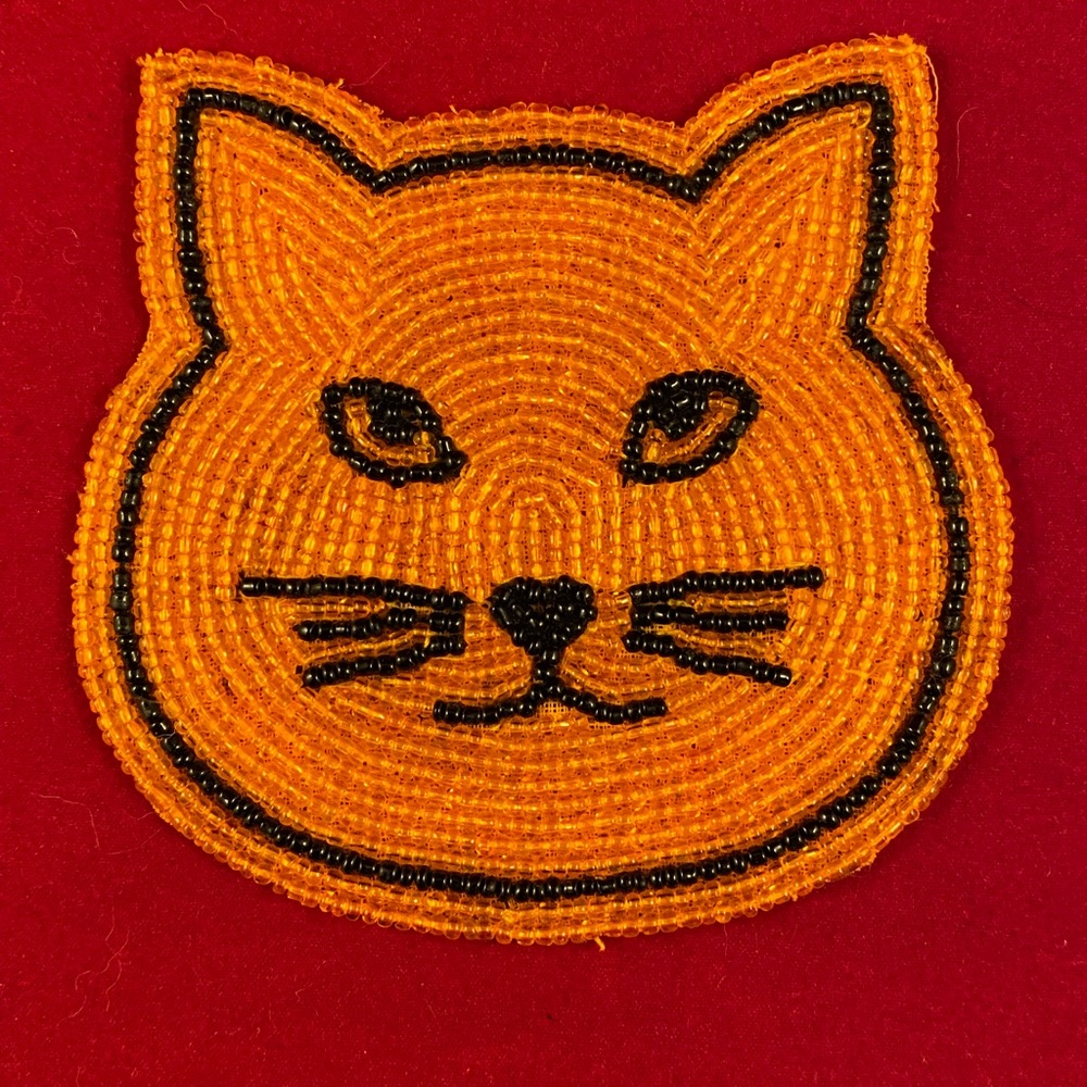✨ SOLD ✨ hand beaded Halloween cat patch
